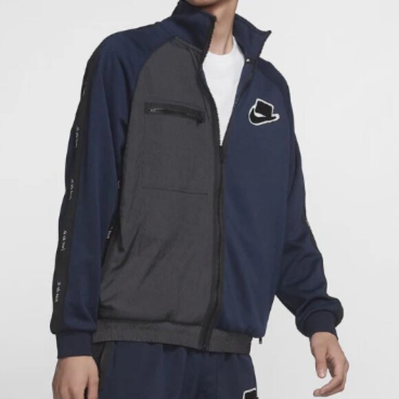 Nike Men's Blue Gray Collared Long Sleeve Zipper Track Jacket Size Large - Picture 1 of 16